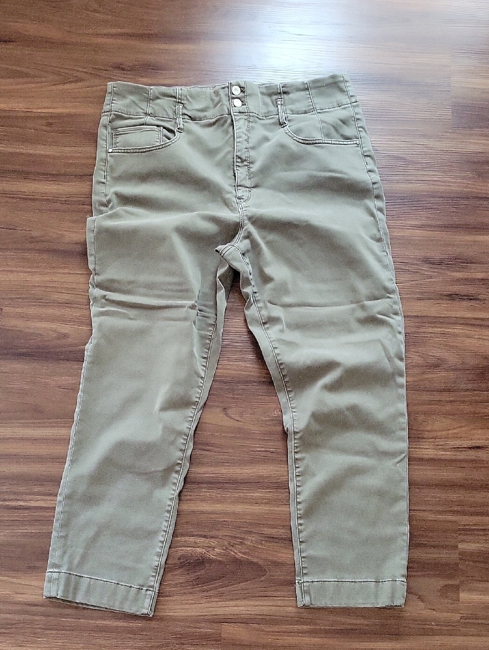 Olive Green The Slim Crop High Rise Pants